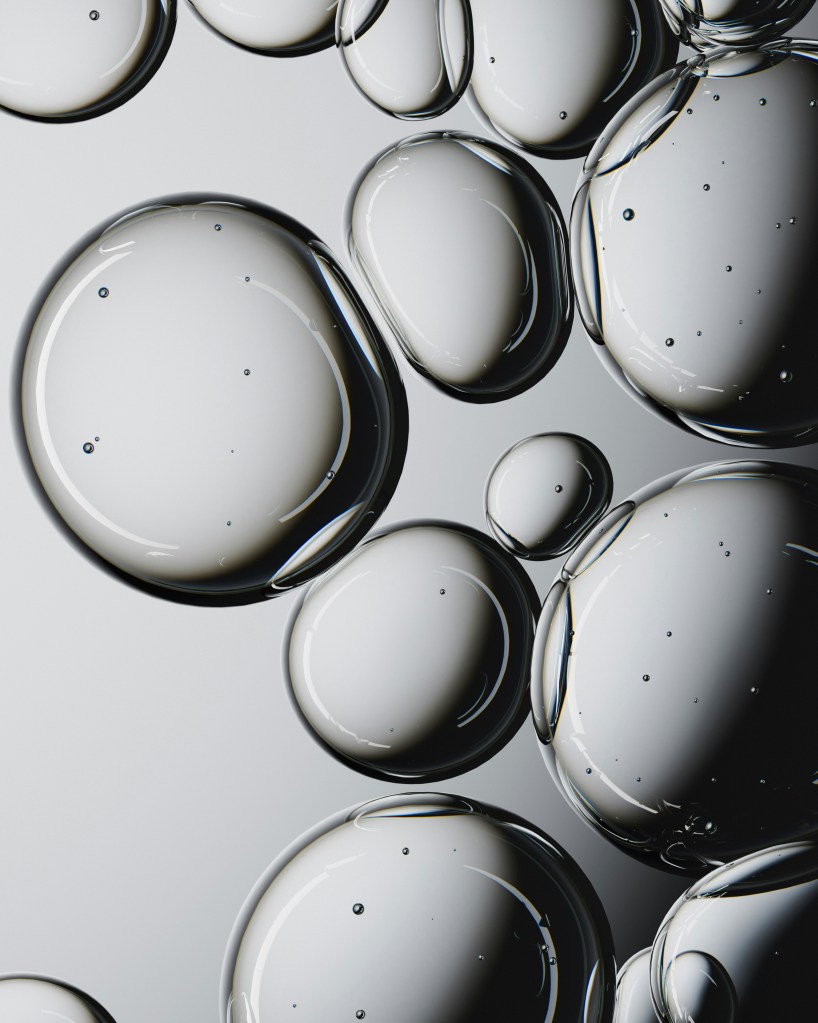 Image of a translucent bubble-like formations on a gray background